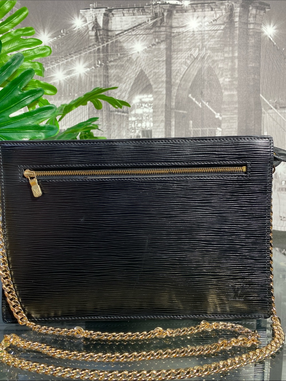 Authentic Louis Vuitton Black Epi Leather Double Sided Bag